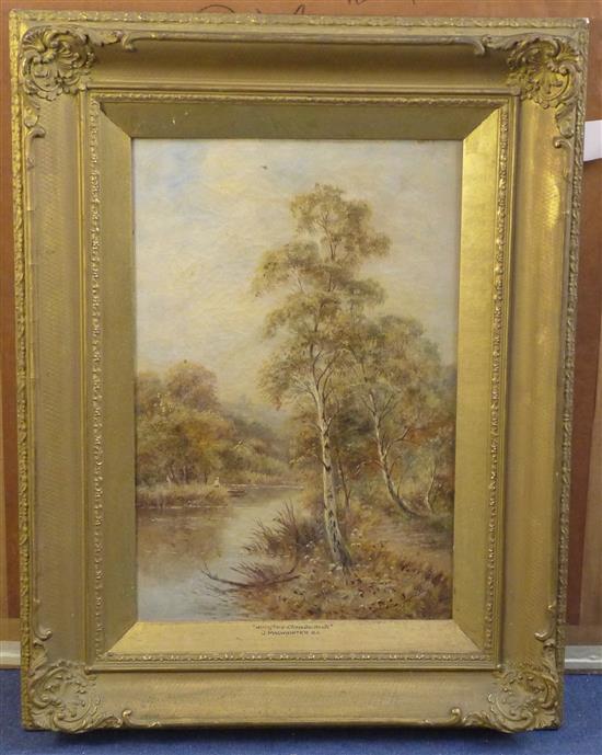 John MacWhirter (1837-1911) Springtime - Clieveden Woods and Thames Backwater near Wraysbury, 18 x 12in.